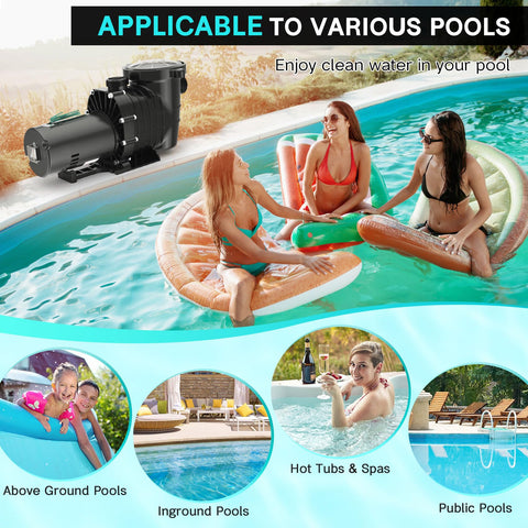 Oswerpon pool pump in-use image shows reliable pool circulation.