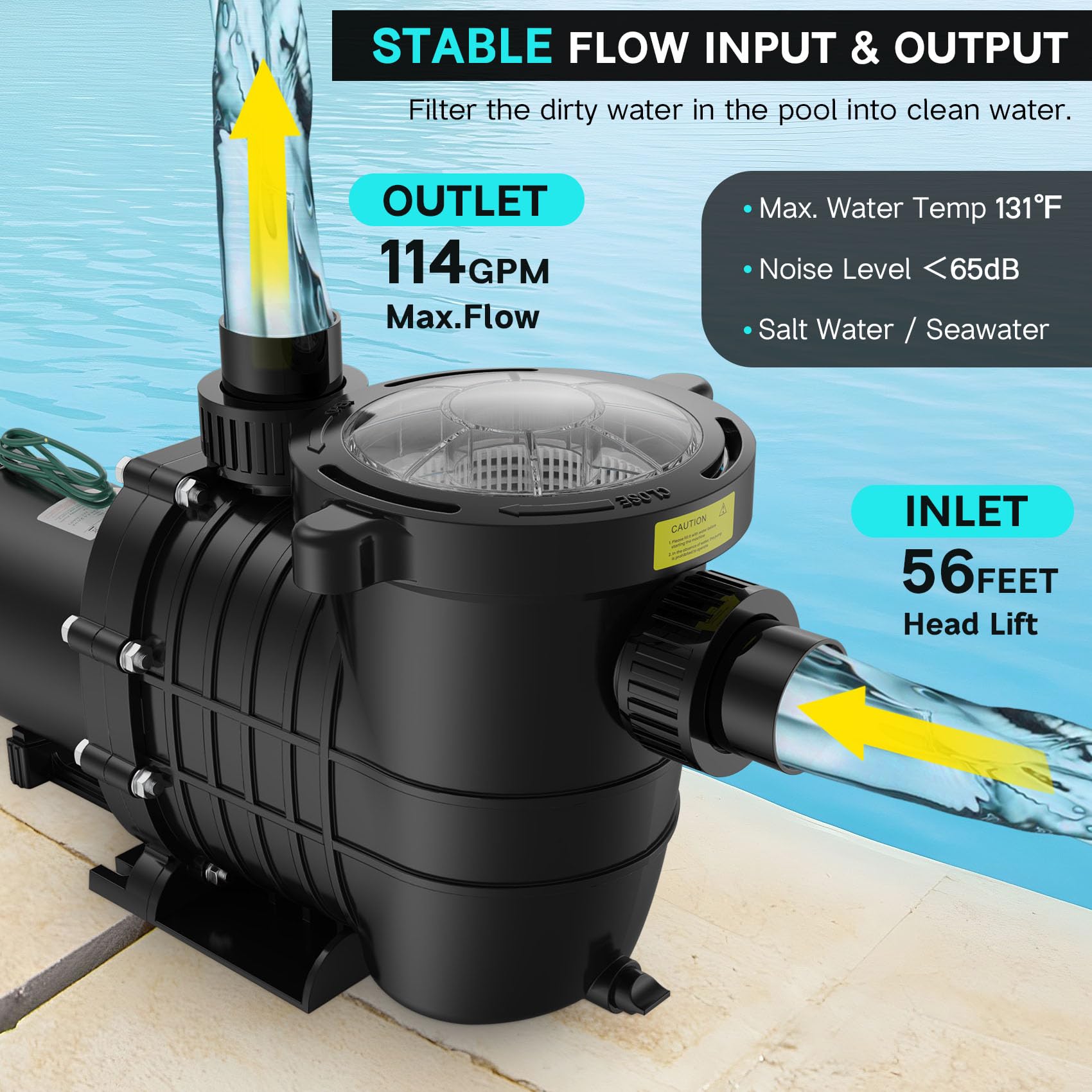 Oswerpon pool pump installation kit included for simple setup
