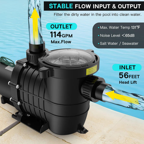 Oswerpon pool pump installation kit included for simple setup