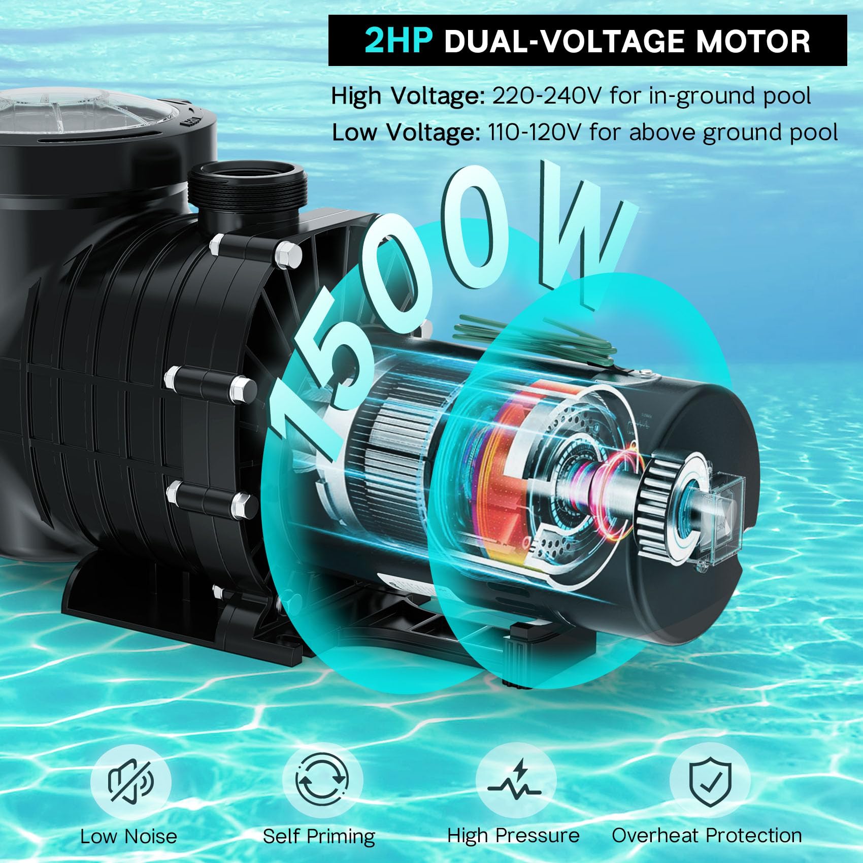 Oswerpon pool pump transparent cover enabling easy internal inspection