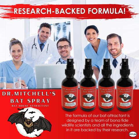 OTASU Bat Spray label highlights natural ingredients and pheromone-like formula