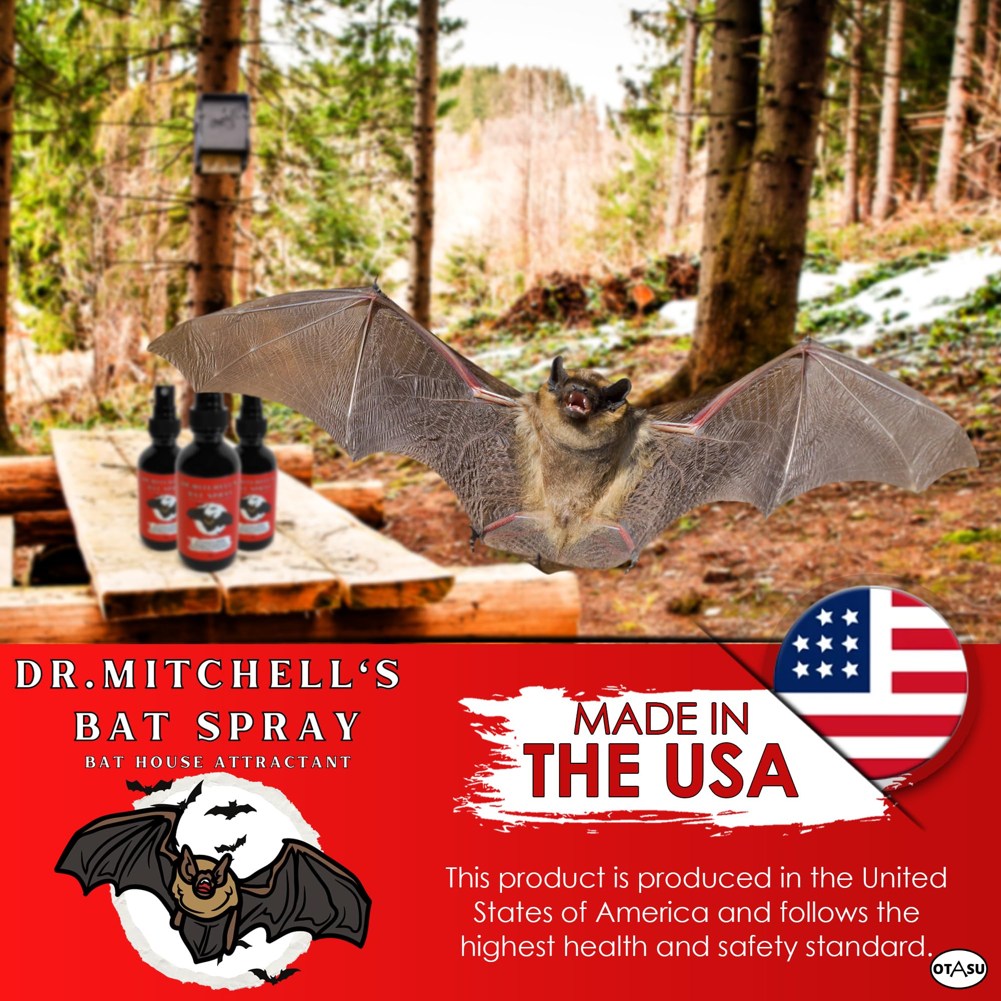 OTASU Bat Spray bottle with USA-made seal signaling safety and quality