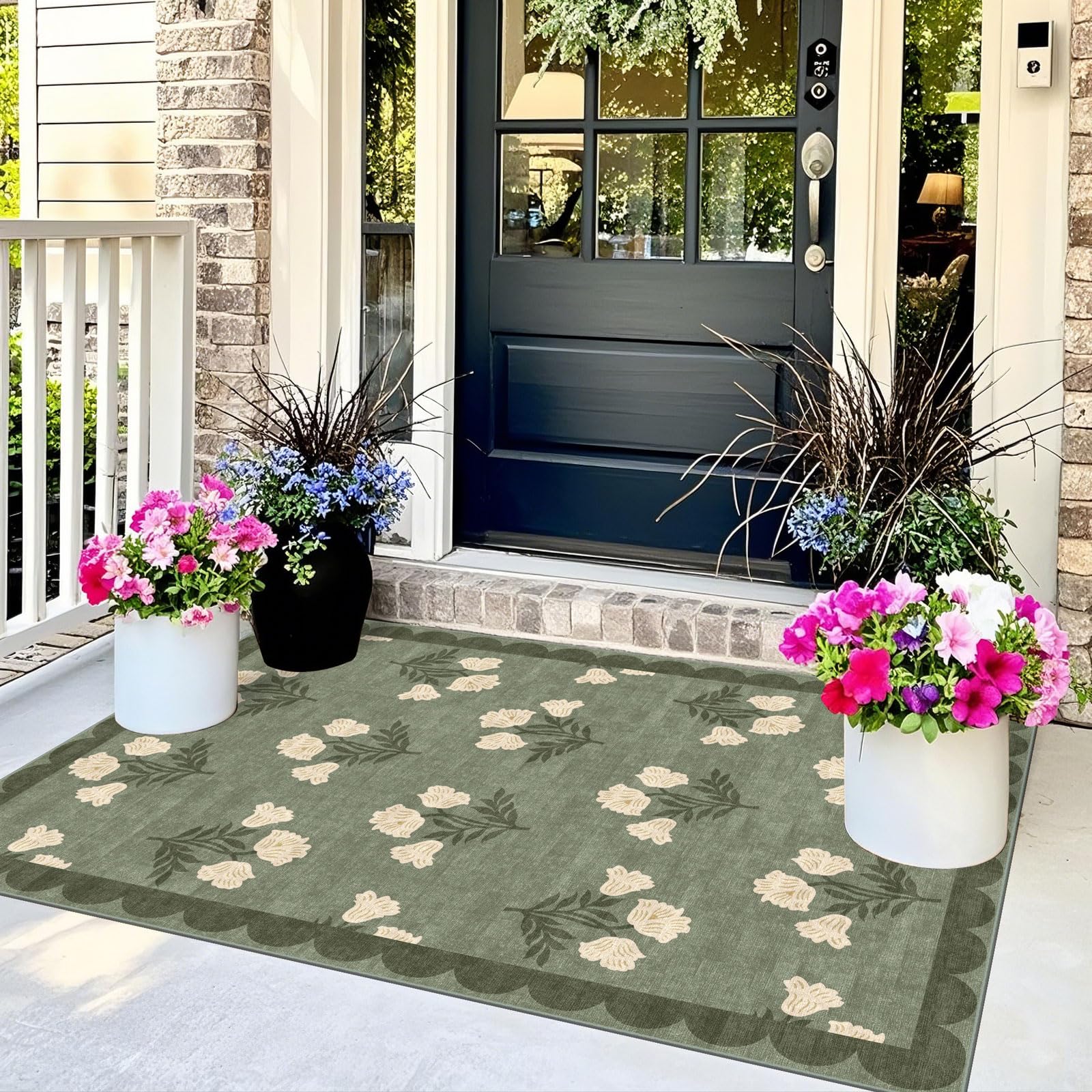 Othilic Floral Entry Mat machine washable for easy post-use cleaning