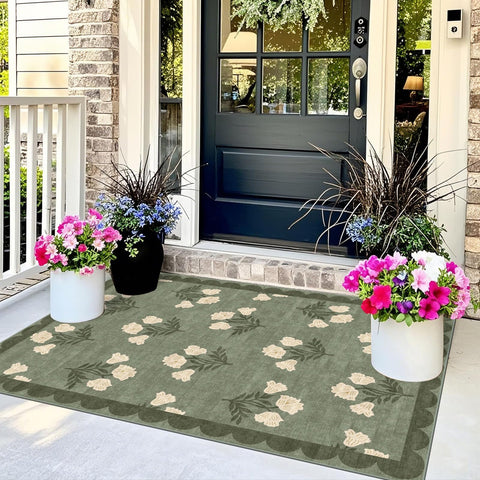 Othilic Floral Entry Mat machine washable for easy post-use cleaning