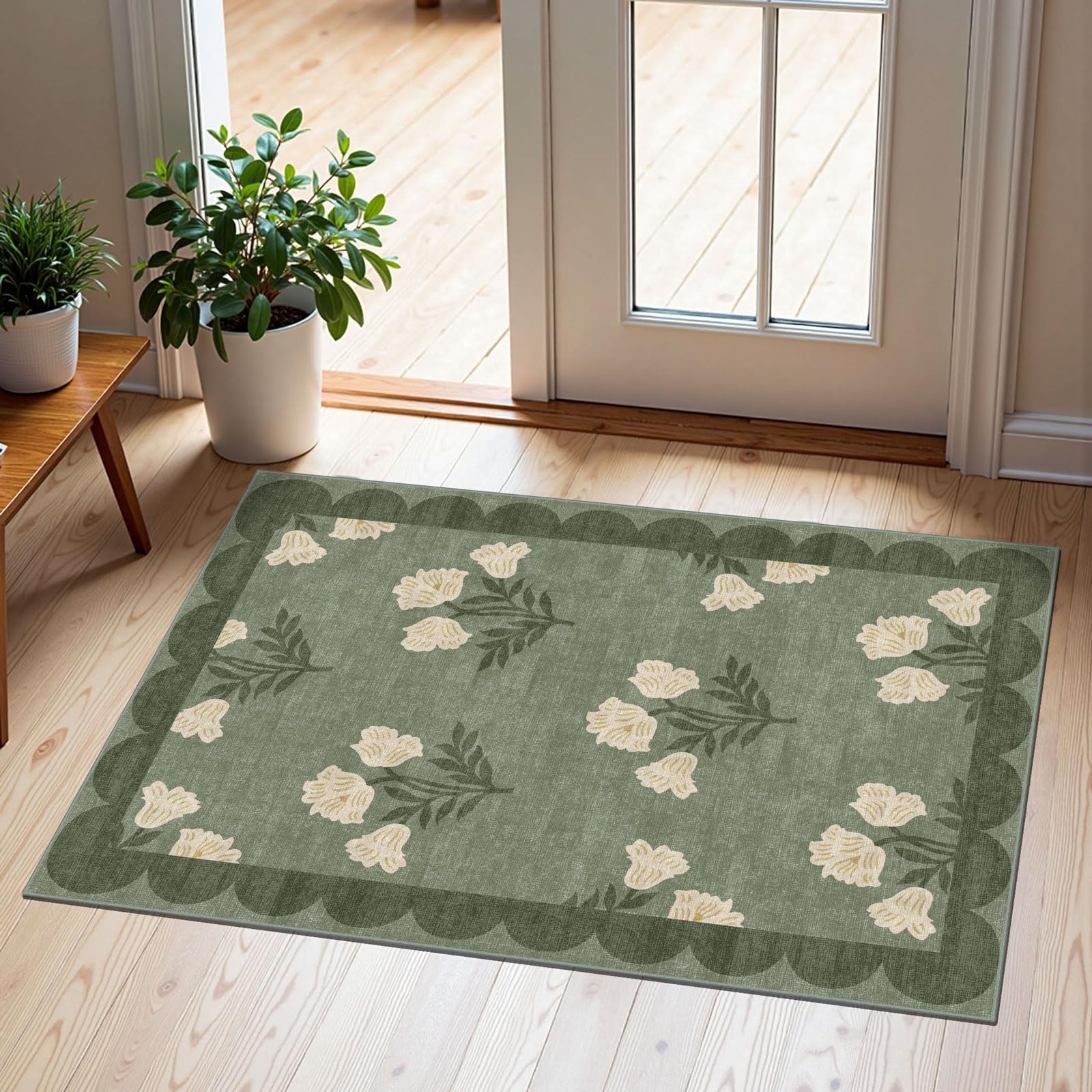 Othilic front door mat with floral pattern for stylish entryways