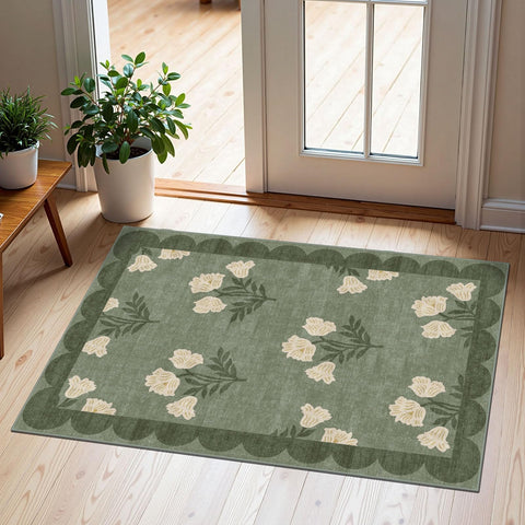Othilic front door mat with floral pattern for stylish entryways