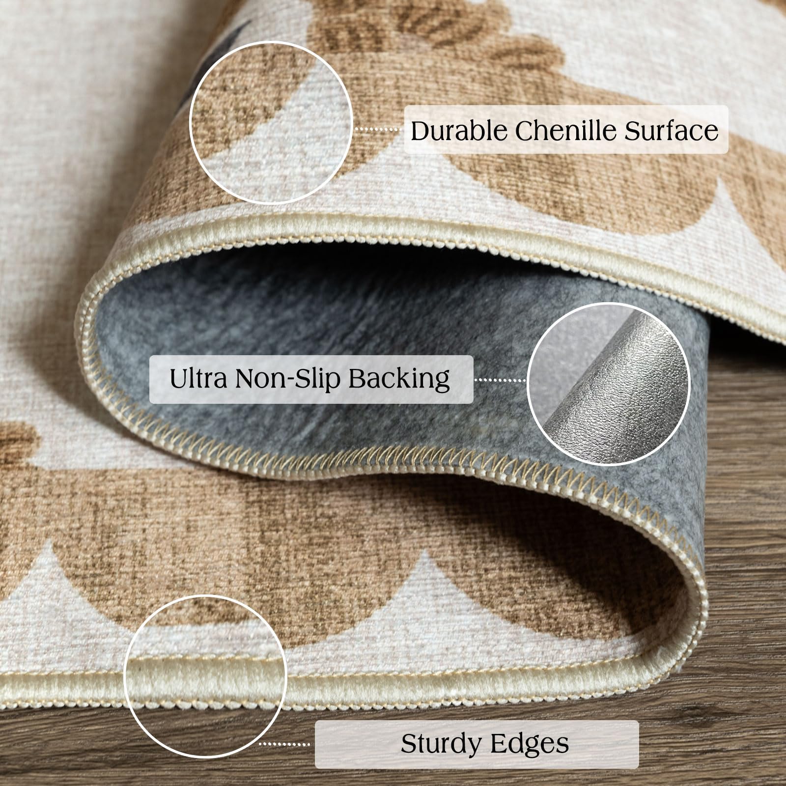 Othilic non-slip rubber backing prevents slipping in busy hallways.
