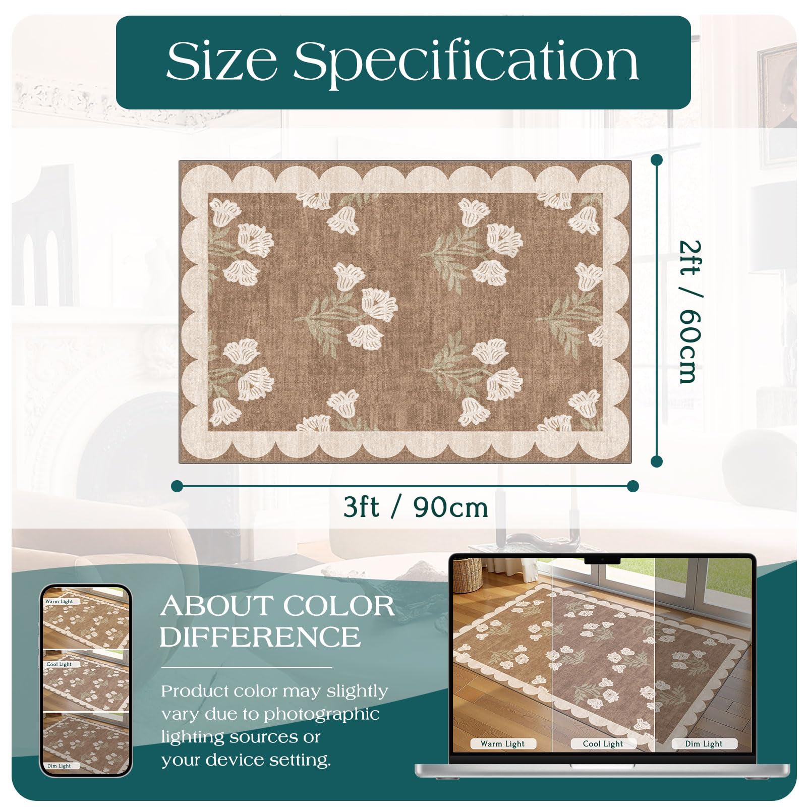 Othilic scalloped entry rug adds vintage farmhouse charm to your doorway