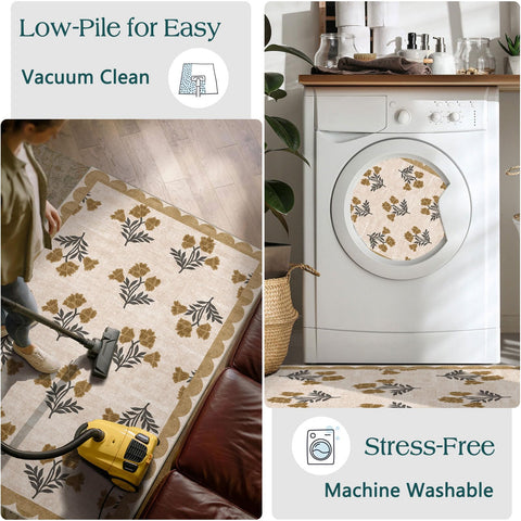 Othilic beige boho runner blends with neutral decor.