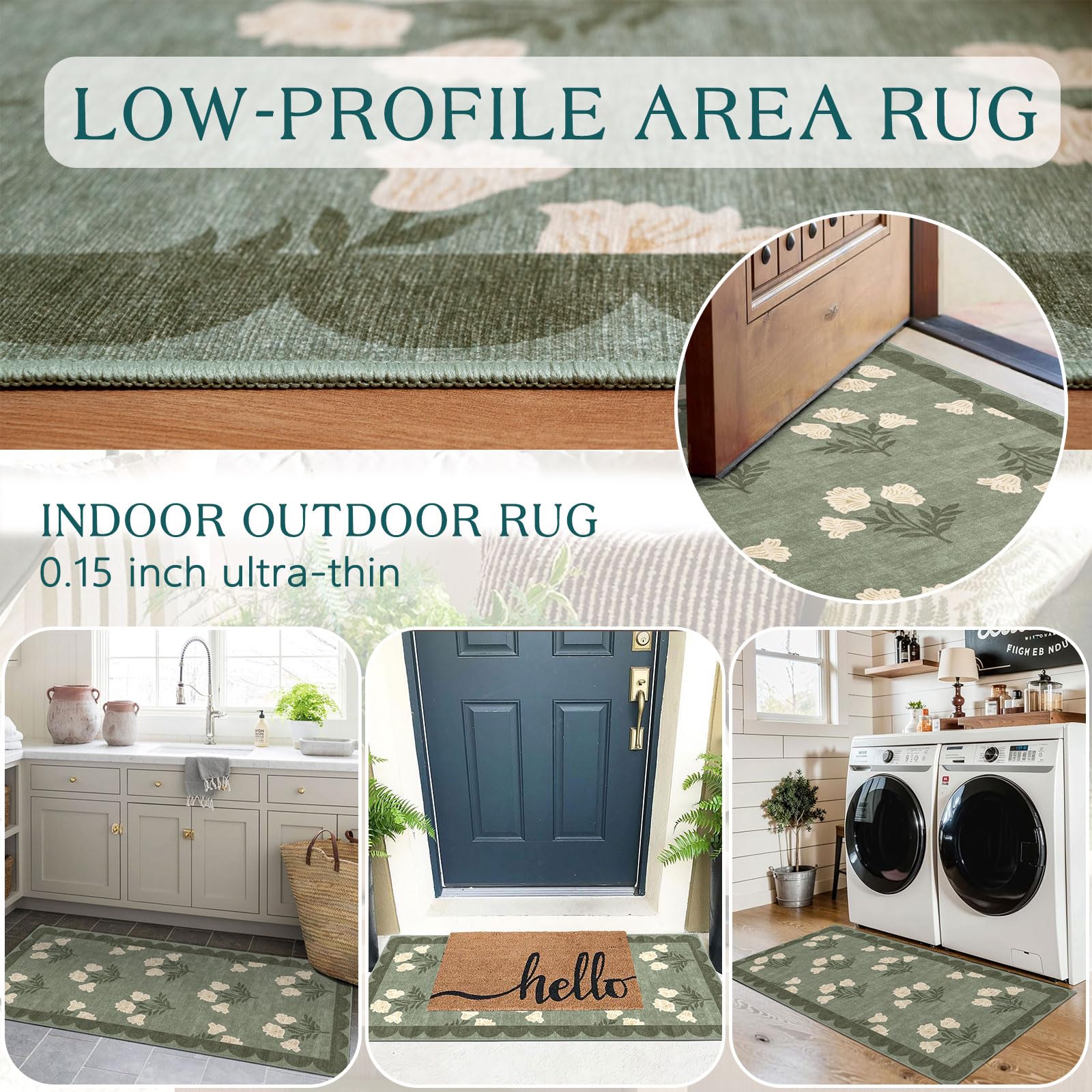Othilic thin-profile door mat fits under doors in high-traffic spaces.