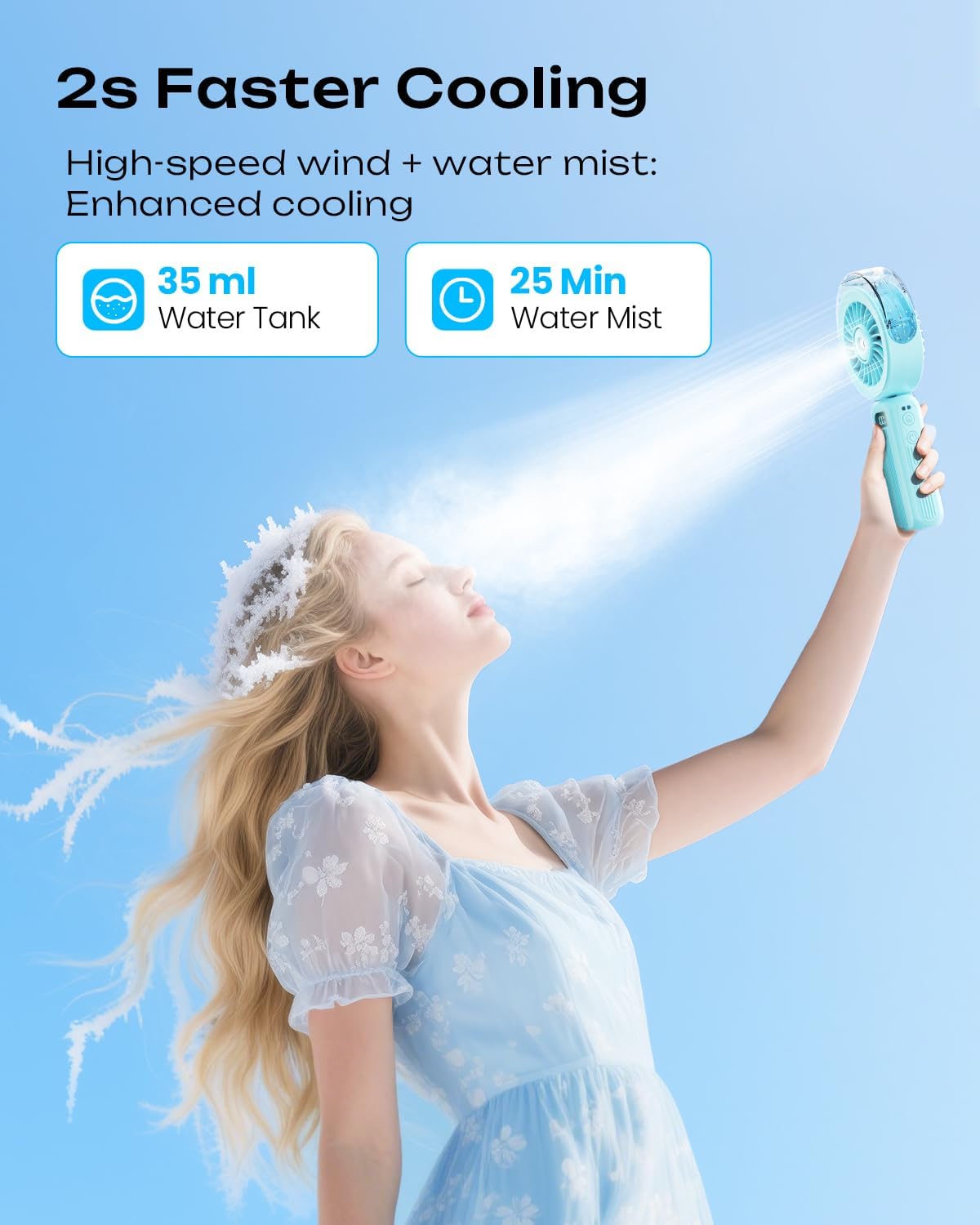 Otlonpe misting fan with 4-speed control for personalized airflow.