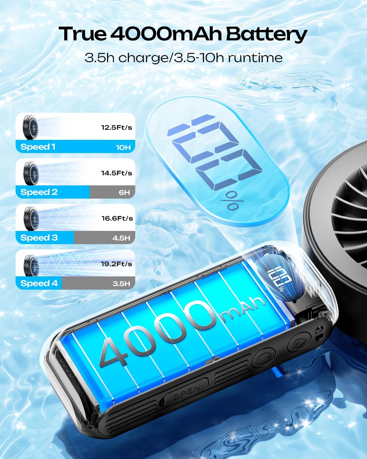 Otlonpe misting fan 120-degree fold design for desk and portable use