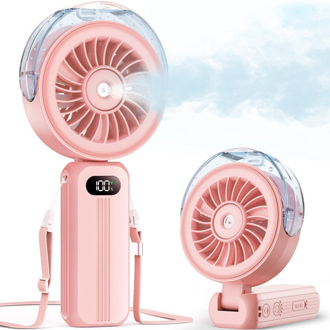 Otlonpe handheld misting fan folded compact for easy travel and storage.