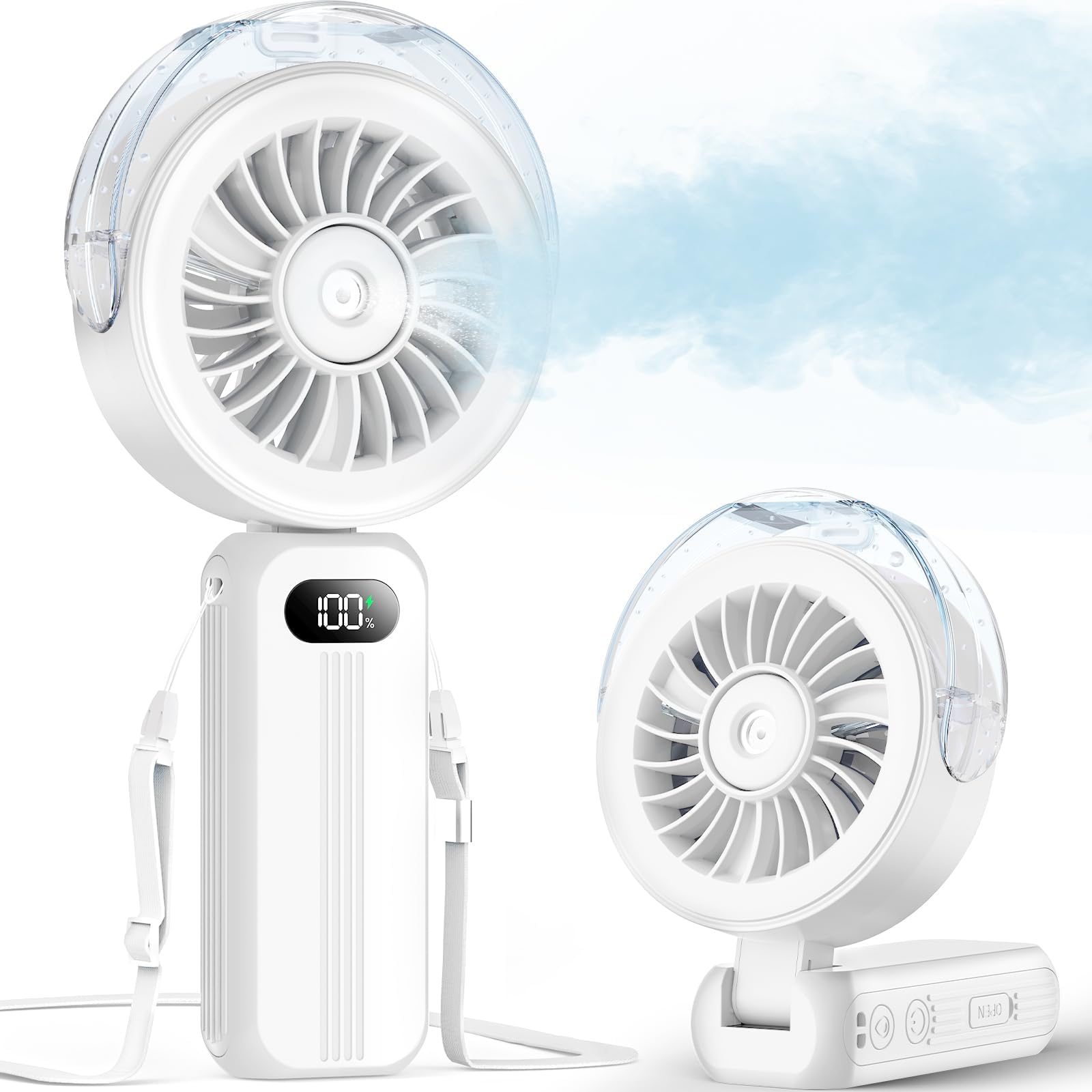 Otlonpe handheld misting fan in action delivering quick outdoor cooling
