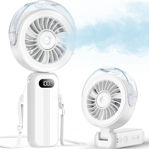 Otlonpe handheld misting fan in action delivering quick outdoor cooling