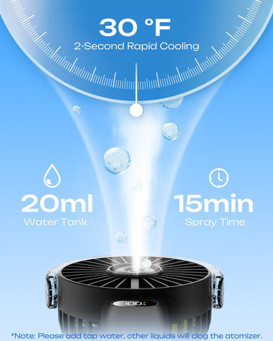 Otlonpe misting fan with water bottle included for on-the-go hydration and cooling.