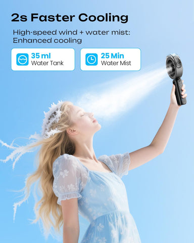 Otlonpe misting fan water tank close-up showing 40ml capacity for steady mist