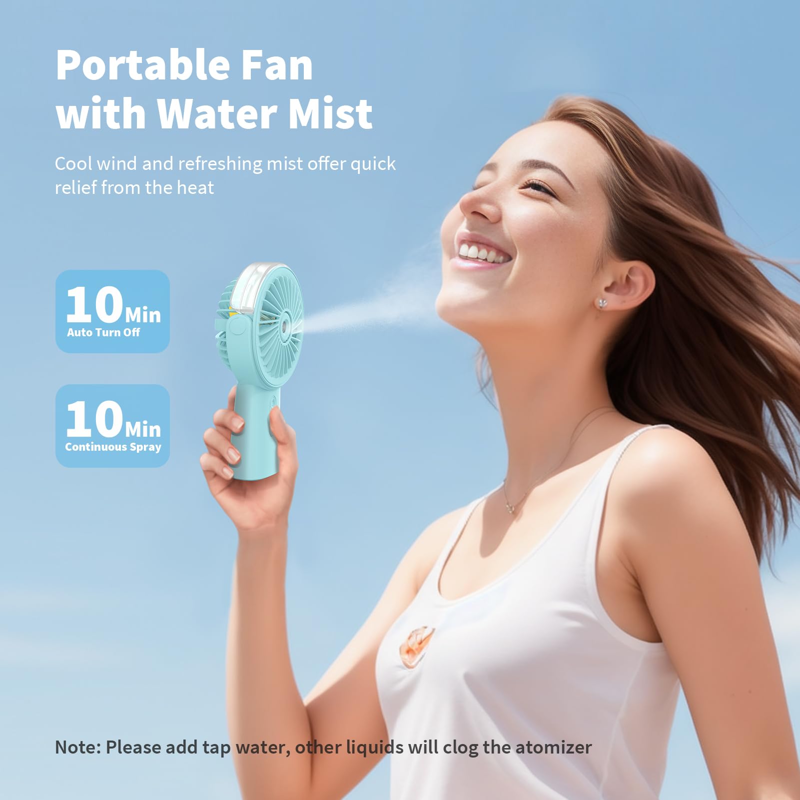 Otlonpe misting fan with 20ml tank and 40ml refill for extended mist