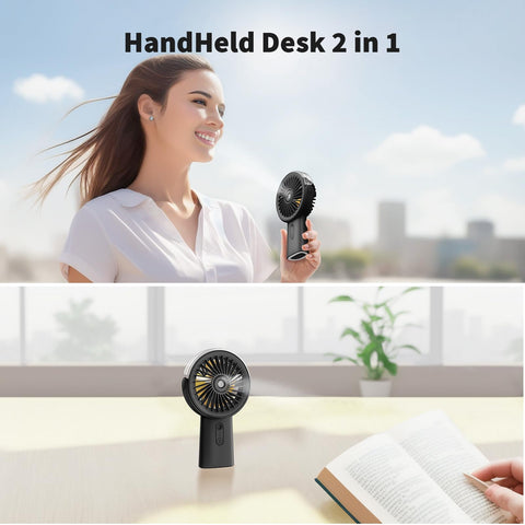 Otlonpe three-speed misting fan with 90° tilt for directional airflow.