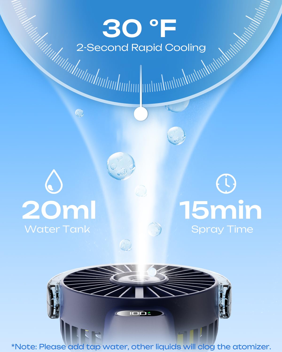 Otlonpe misting fan with 4000mAh battery for long-lasting power.