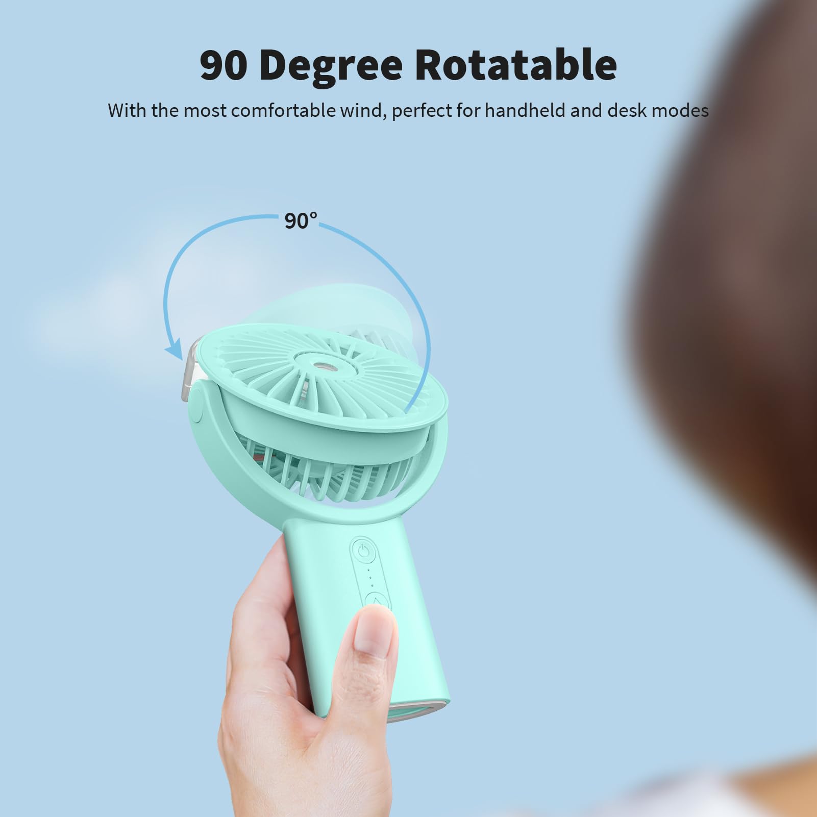 Otlonpe Misting Fan compact travel-ready design fits in a bag