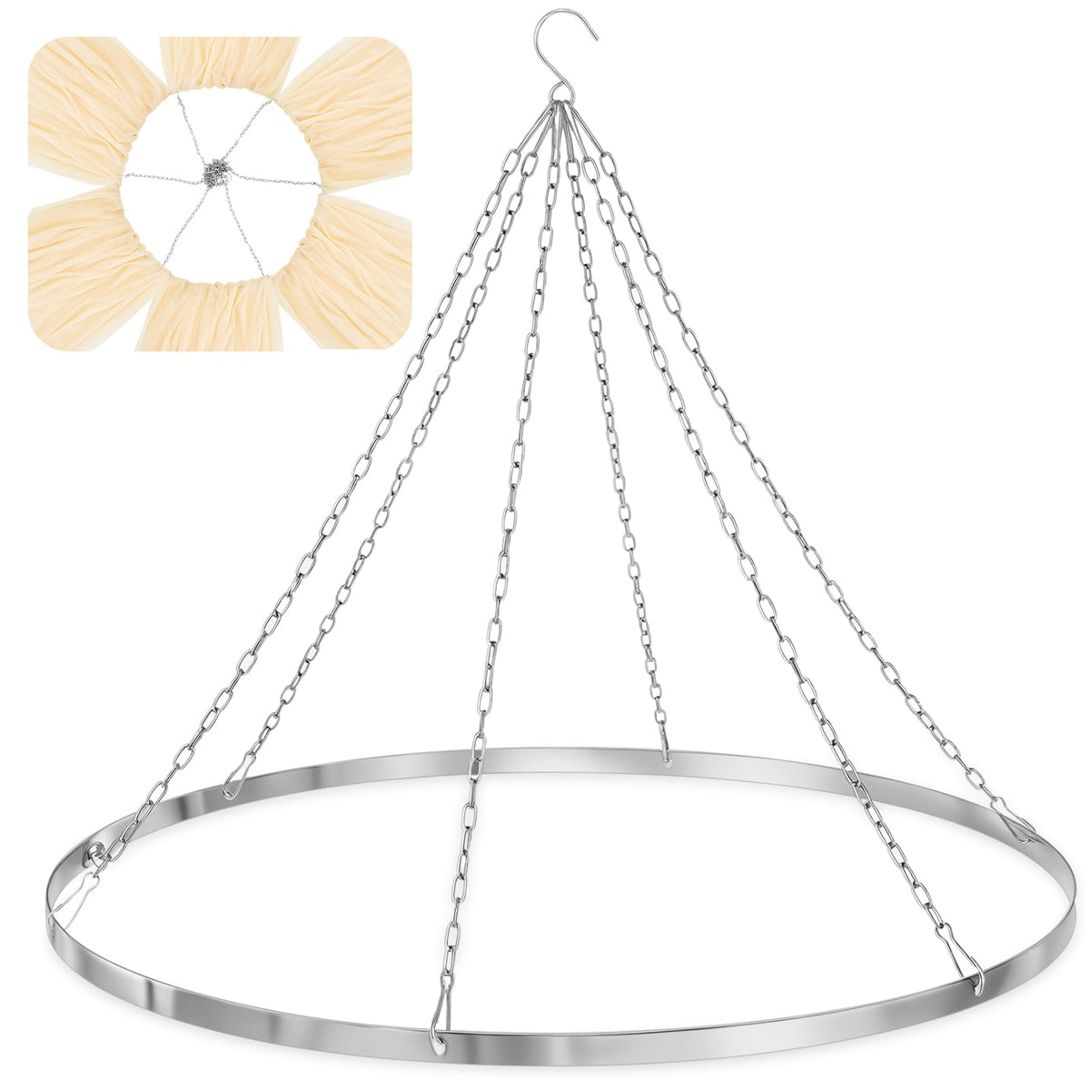 Otoolling 24in silver ceiling drape ring anchors a stable backdrop with a modern shine.
