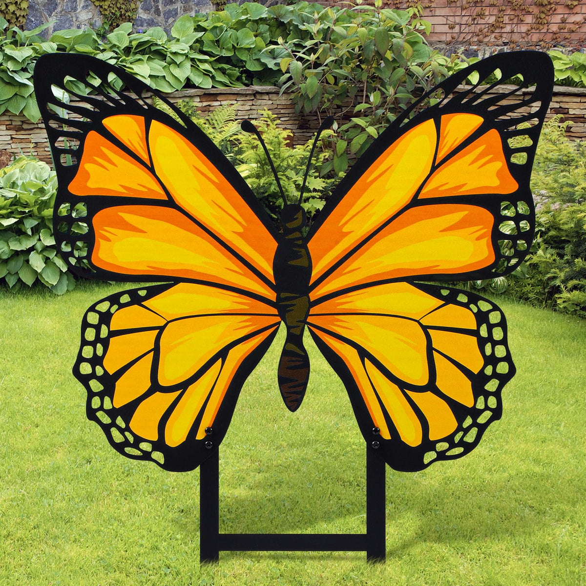 Otoolling butterfly garden stake with bright cutout design adds cheerful color to your yard to boost curb appeal.