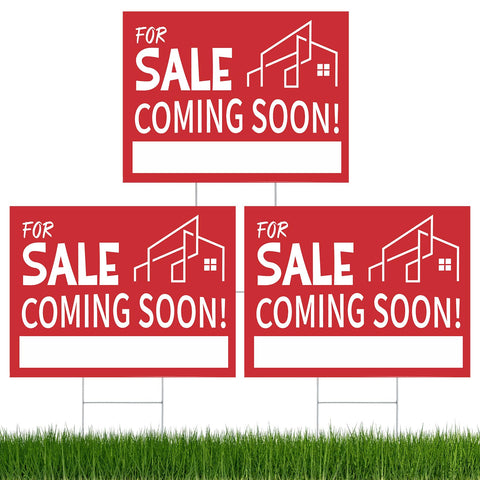 Otoolling Coming Soon sign 3-pack with stake for quick installation