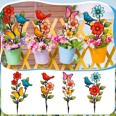 Otoolling garden stakes stand 15inch tall along paths and beds.