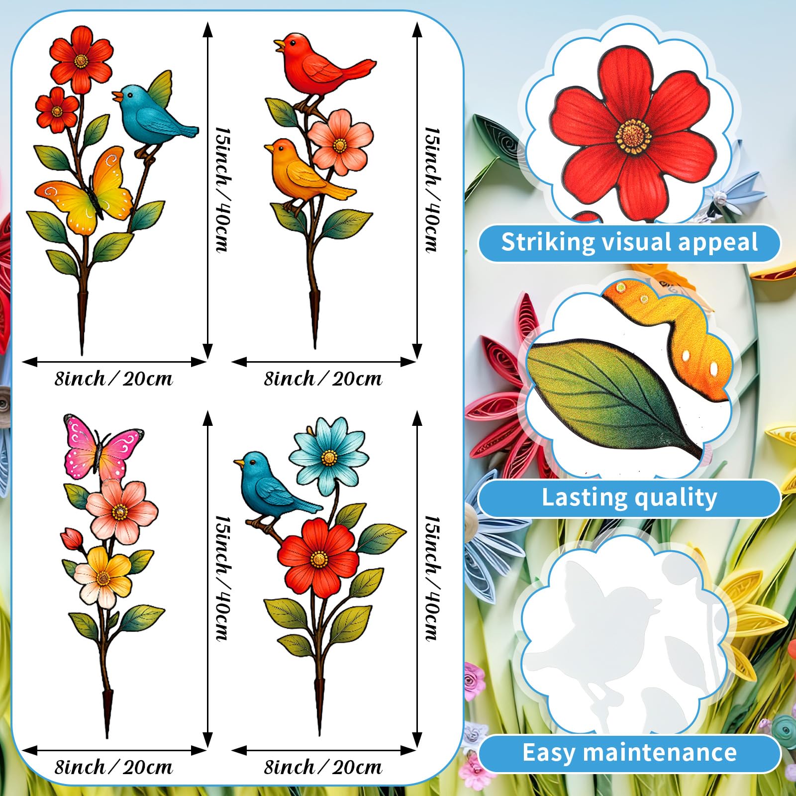 Otoolling garden stakes feature colorful butterflies to add whimsy.