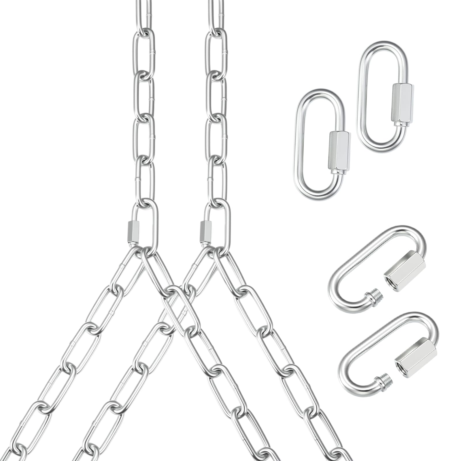 Otoolling heavy-duty porch swing chain kit in silver for outdoor porch use and sturdy support.