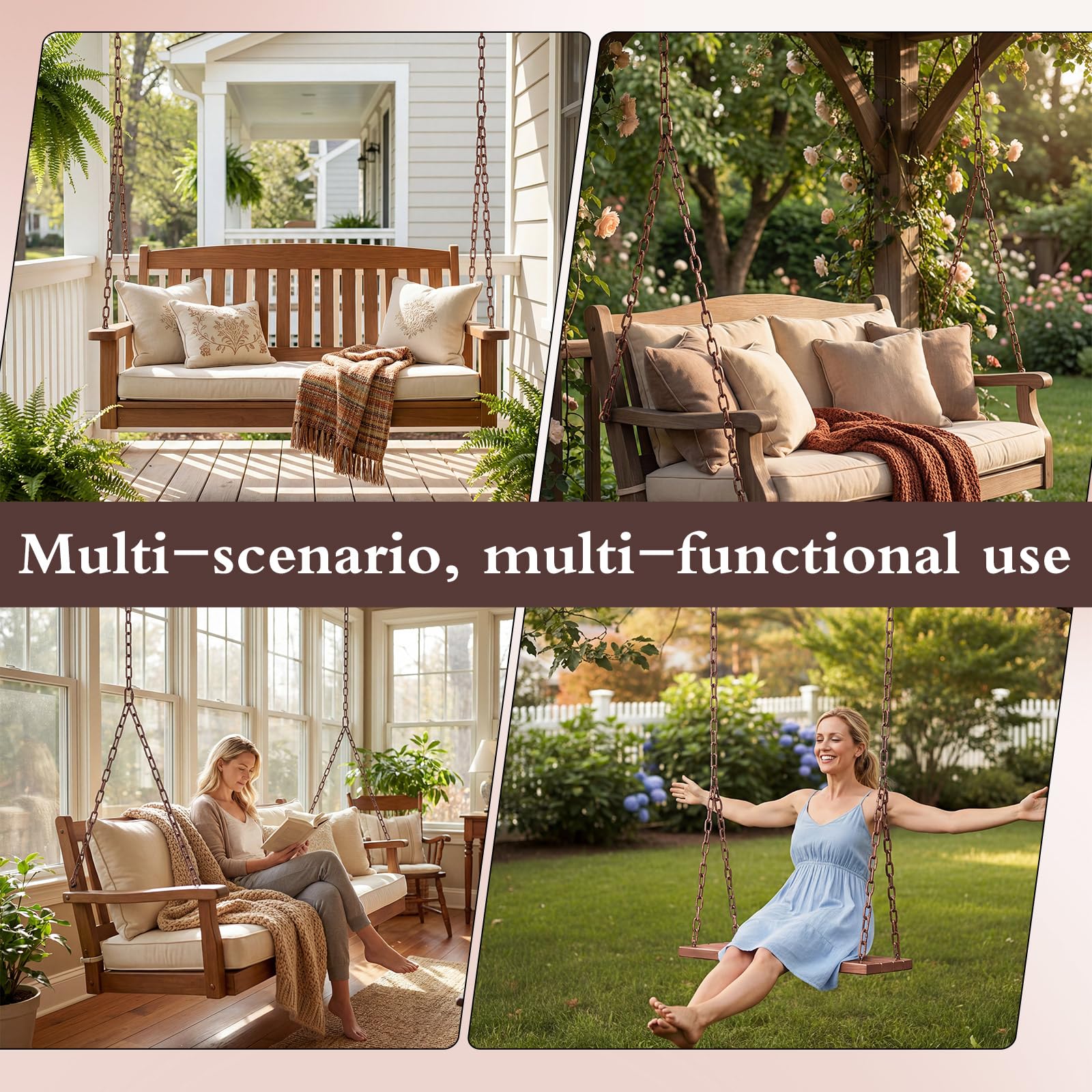 Otoolling smooth surface reduces friction for quiet swinging.