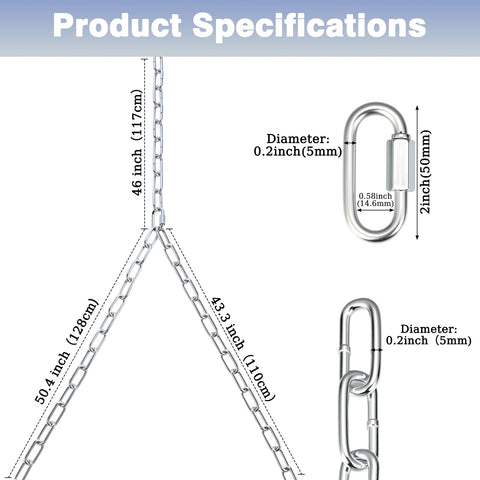 Close-up of zinc-plated rustproof chains showing smooth burr-free surfaces.