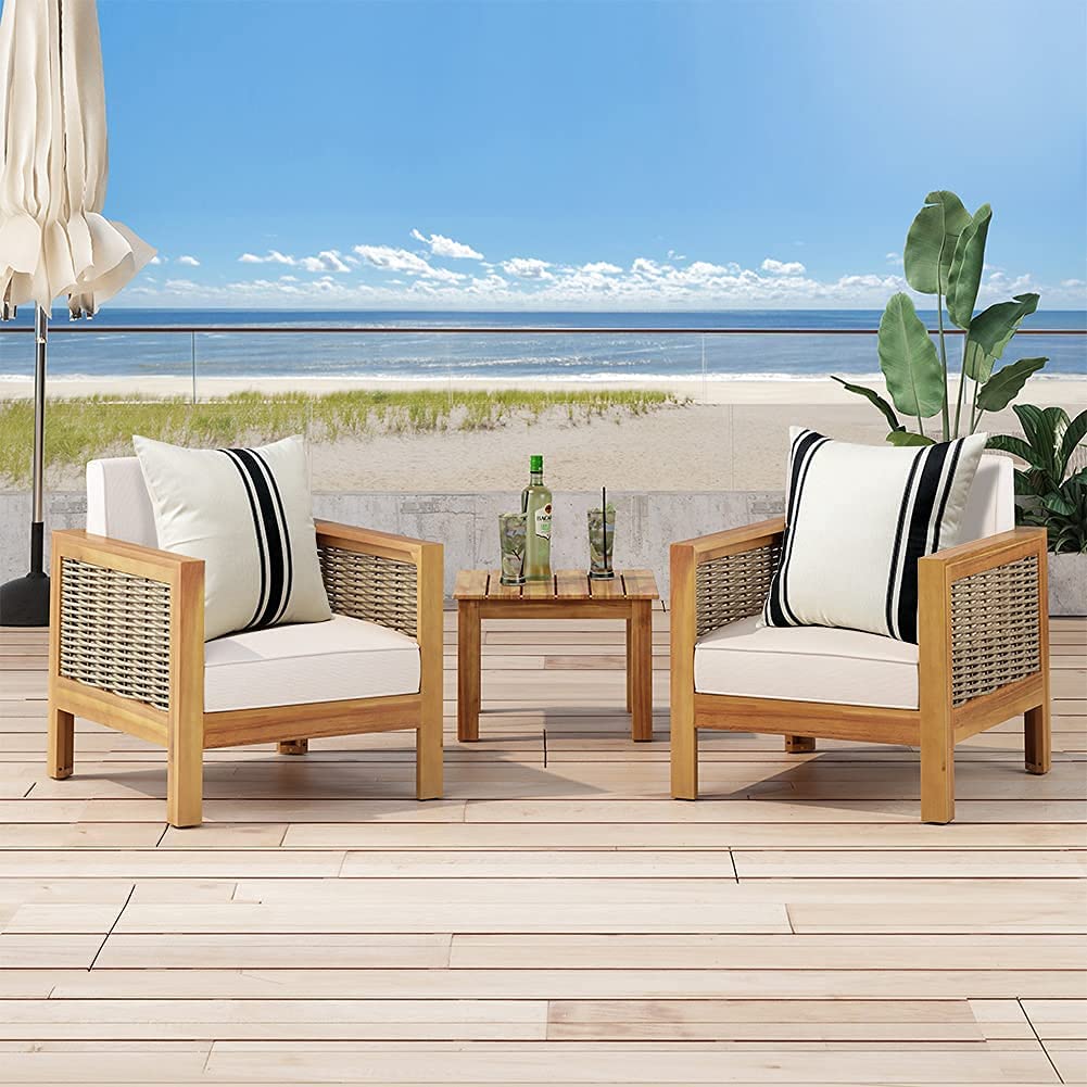 OTOSTAR black pillow cover enhances modern balcony decor.