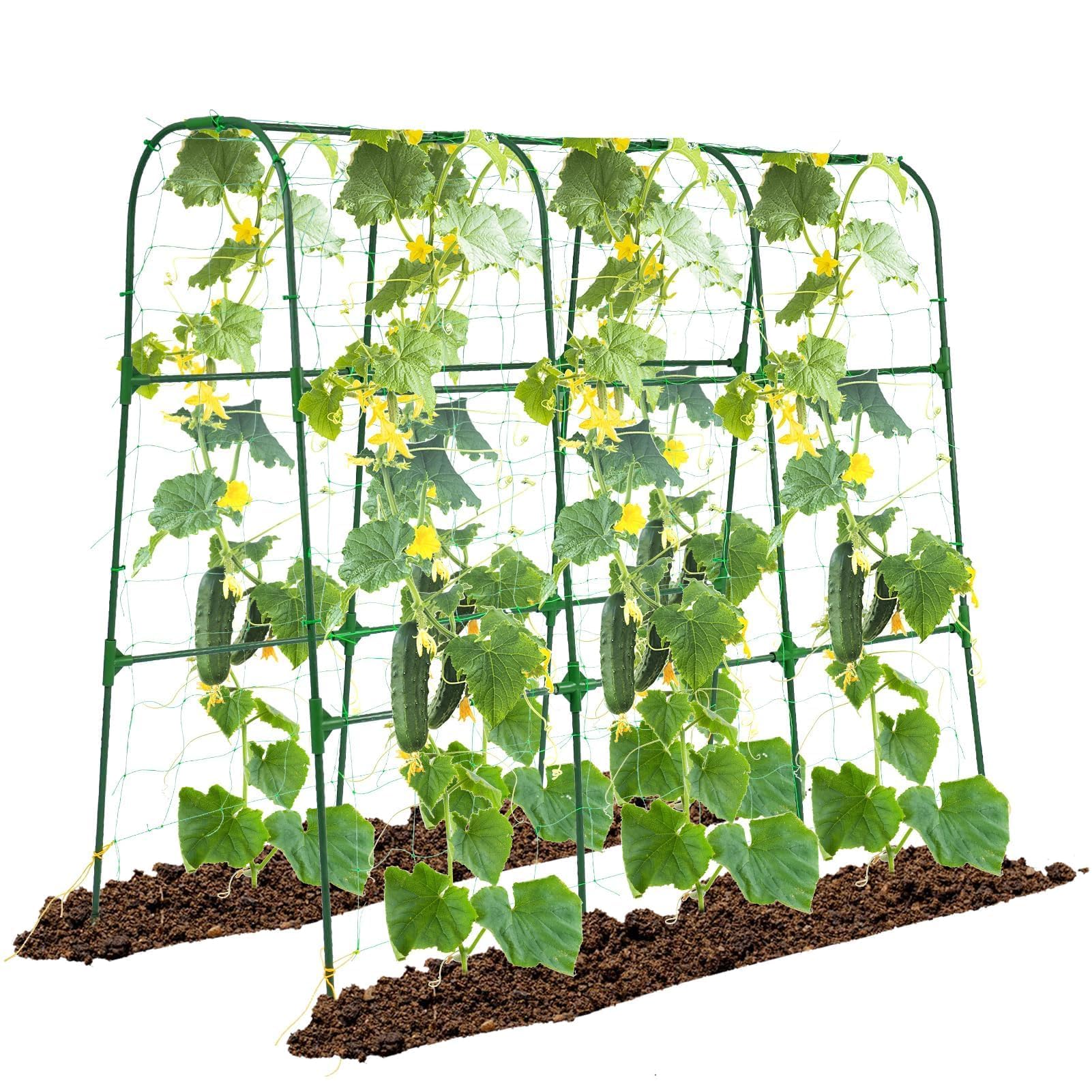 OTOSUNNY Garden Trellis arch green offers sturdy arch support for cucumbers.