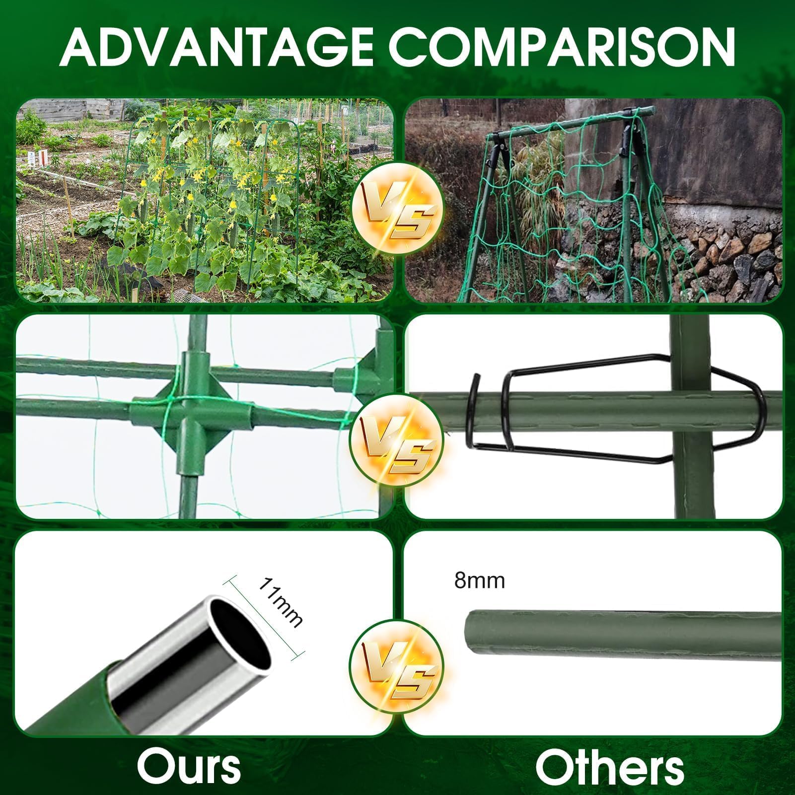 OTOSUNNY metal tubes reinforce the garden structure for climbing crops.