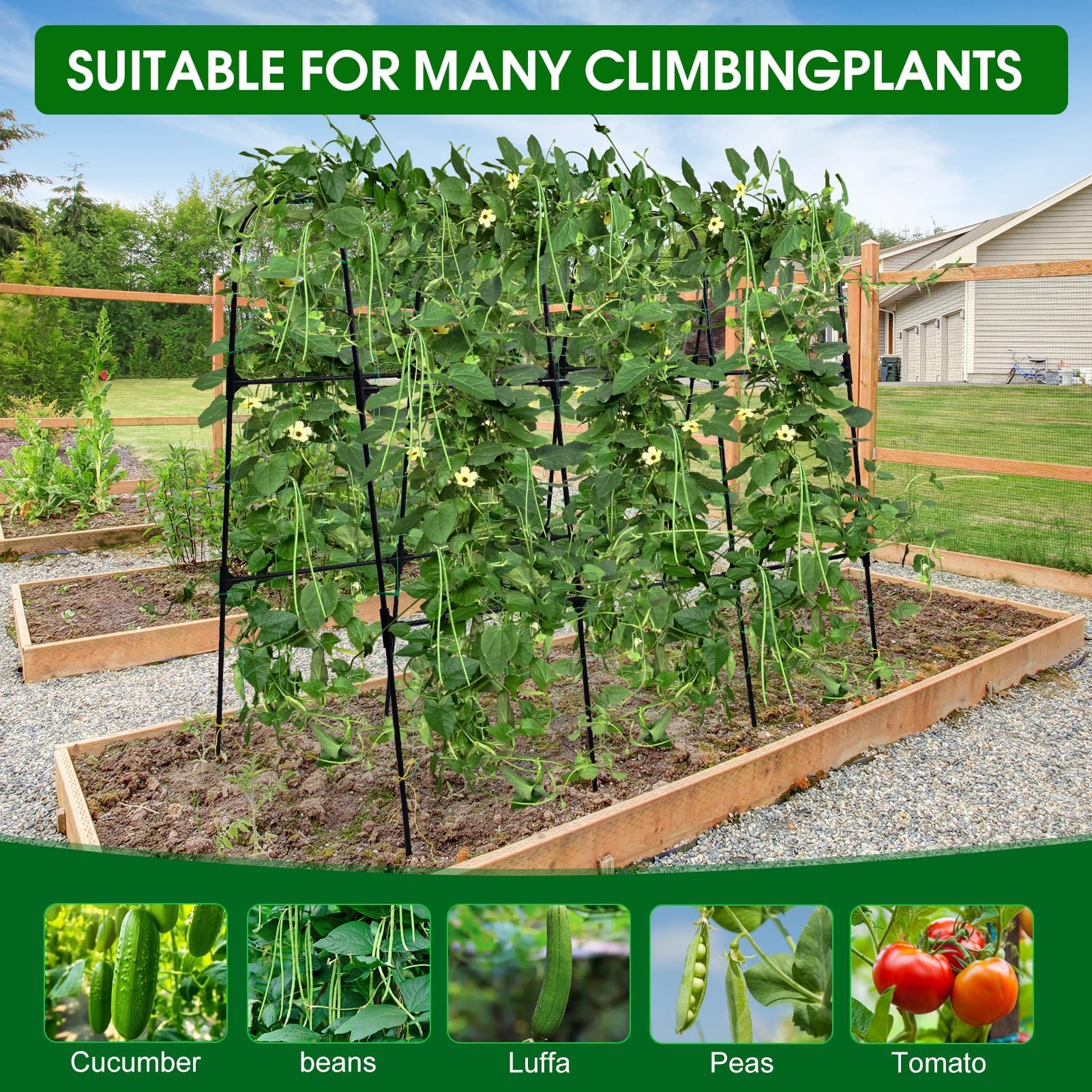 OTOSUNNY raised bed trellis mesh boosts vertical growth in compact vegetable plots.