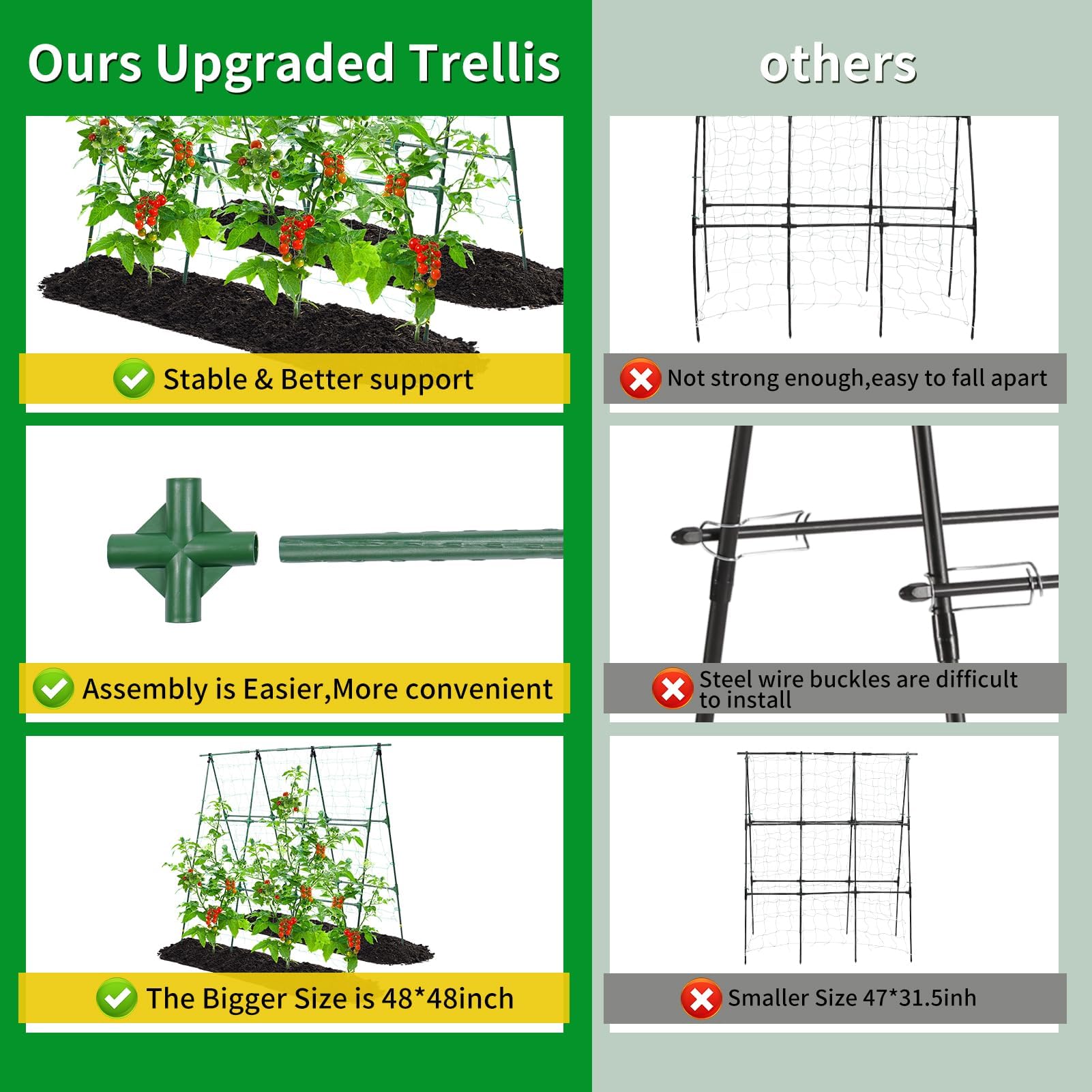 OTOSUNNY versatile trellis suitable for cucumbers, tomatoes, pumpkins, melons, and peas.