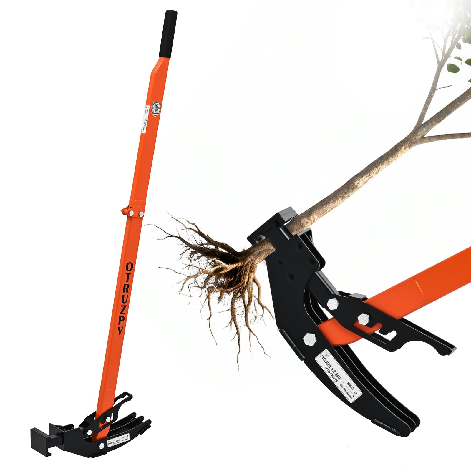 OTRUZPV heavy-duty sapling puller tool safety action enhances control and reduces fall risk during use.