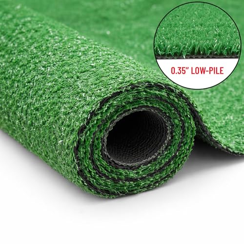 Ottomanson turf with drainage holes maintained on patio after light rain