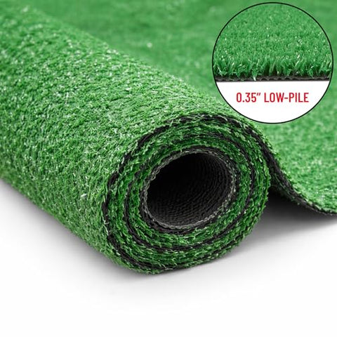 Ottomanson turf with drainage holes maintained on patio after light rain