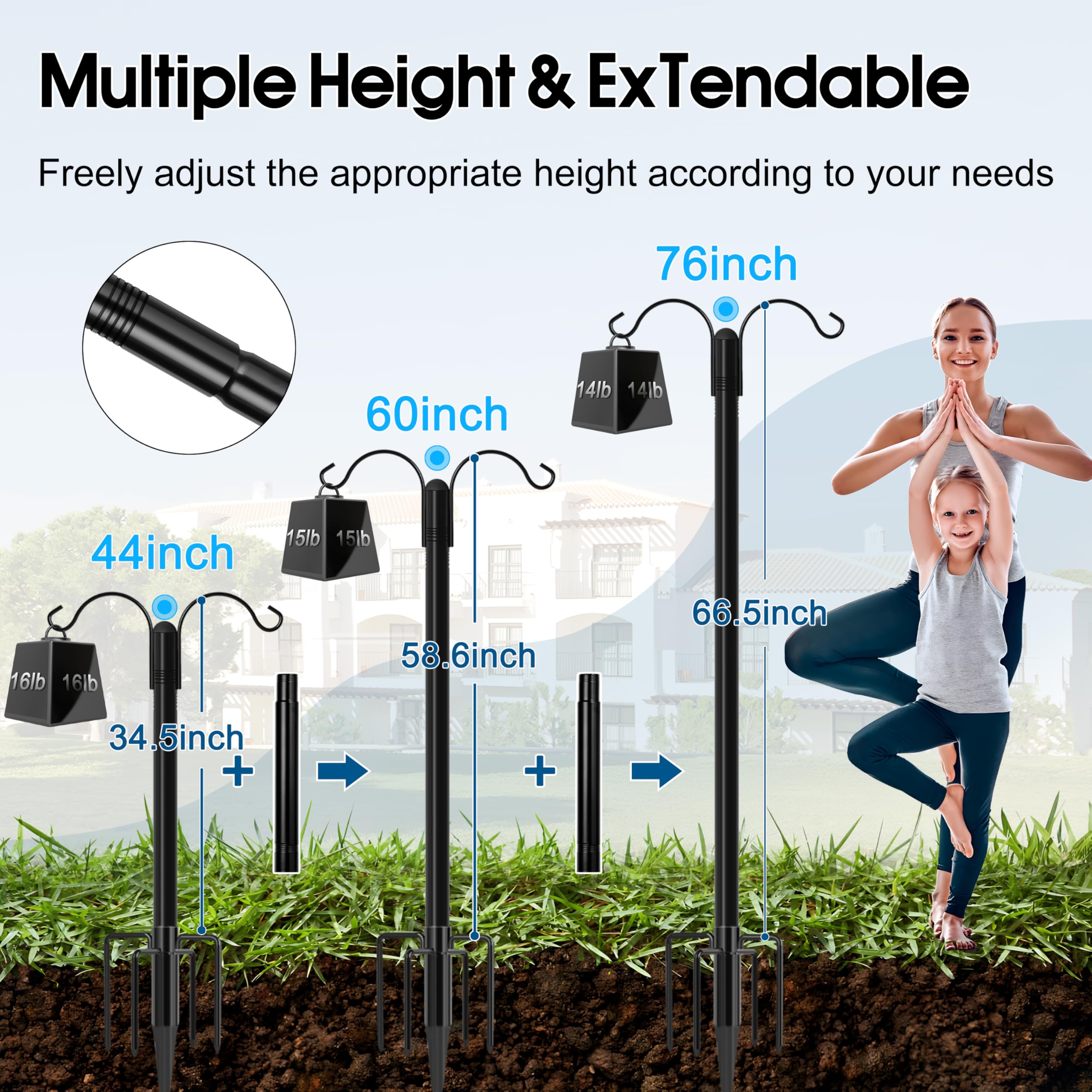 Ottsuls 76-inch shepherd hooks provide tall, stable support.