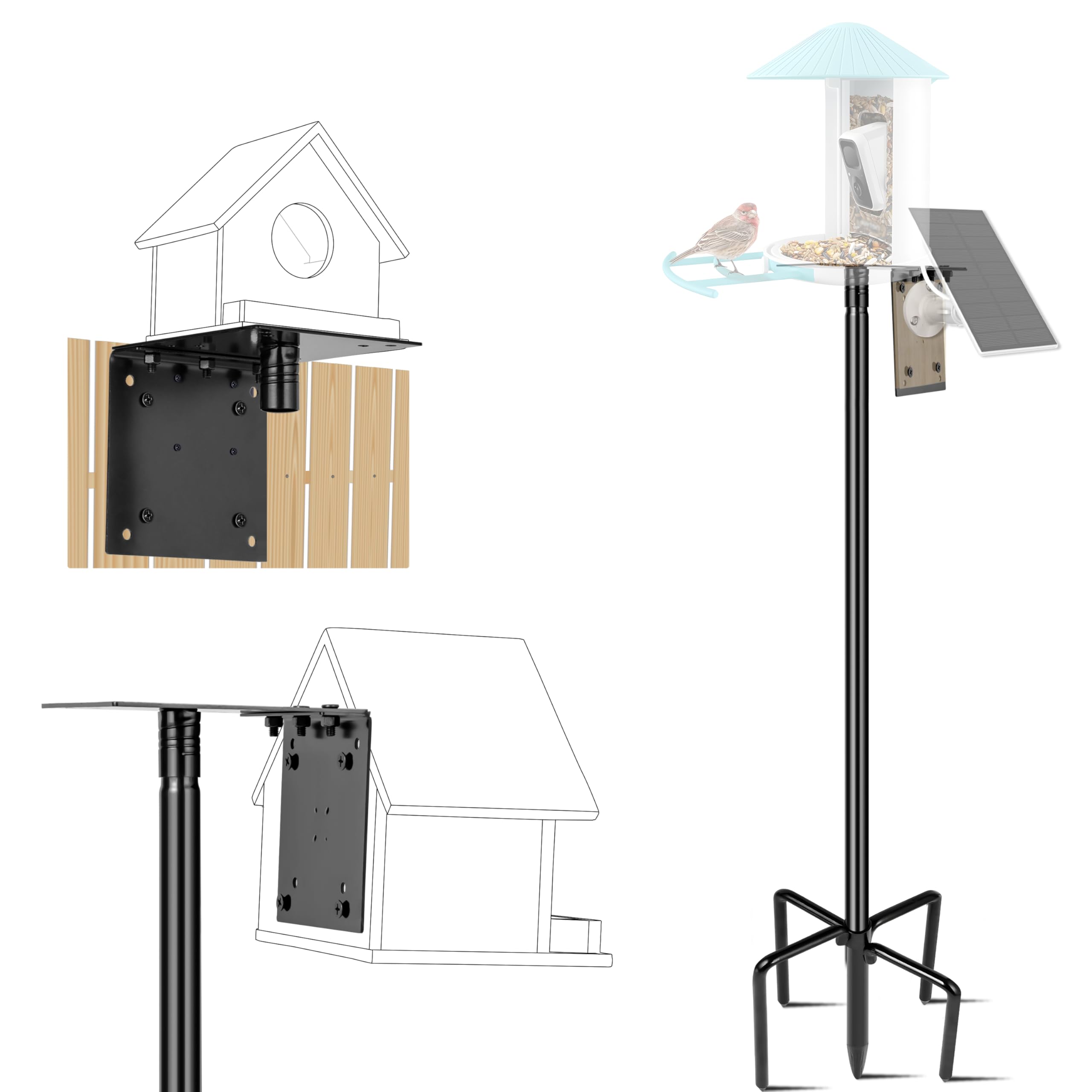 Ottsuls 109-inch bird feeder pole in outdoor yard, ideal for long-distance bird watching.