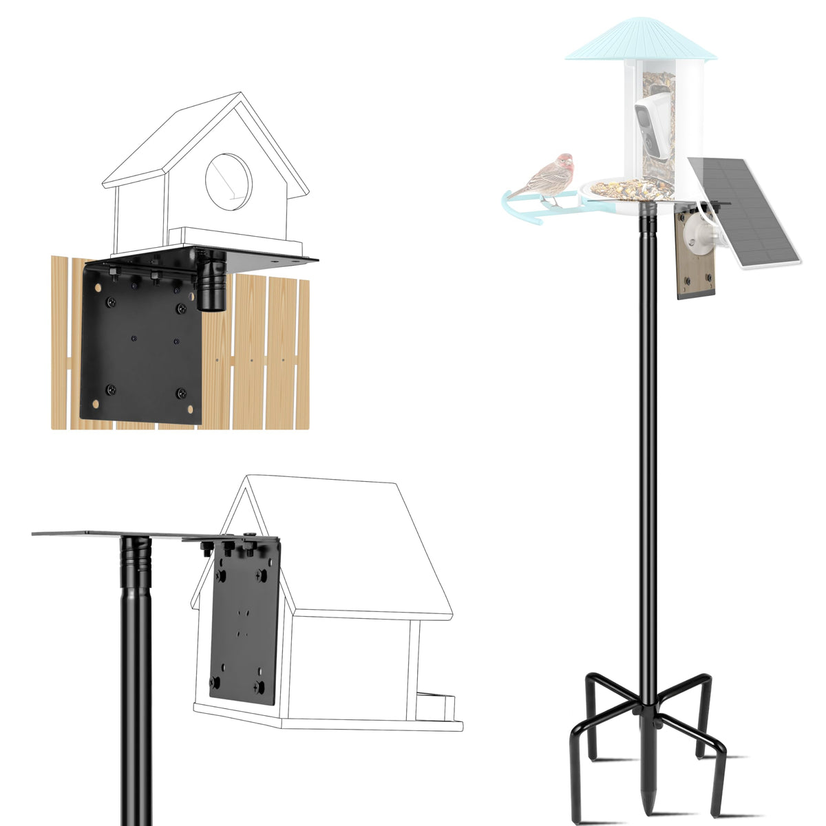 Ottsuls 109-inch bird feeder pole in outdoor yard, ideal for long-distance bird watching.
