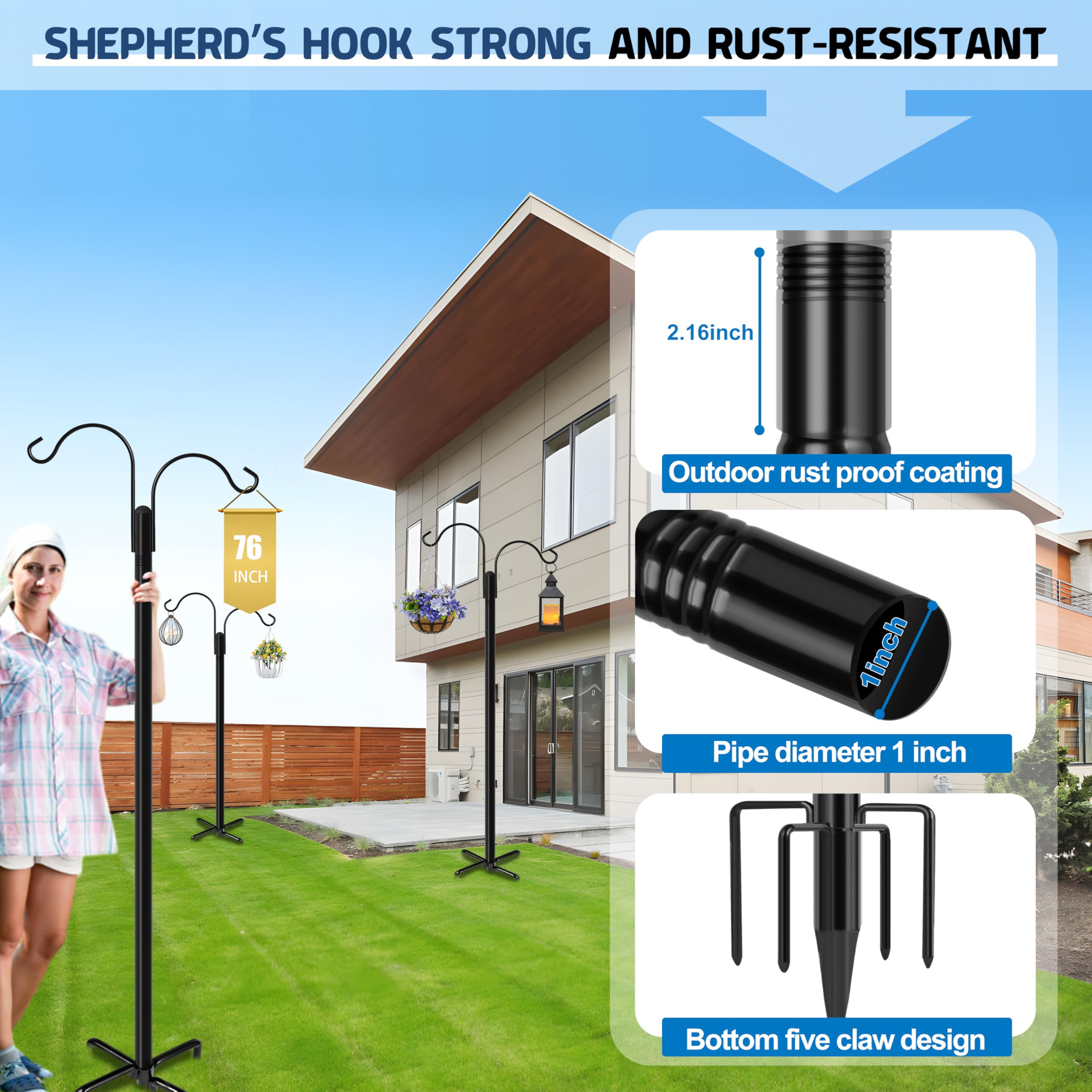 Ottsuls double shepherd hooks with a 5-prong base for stability