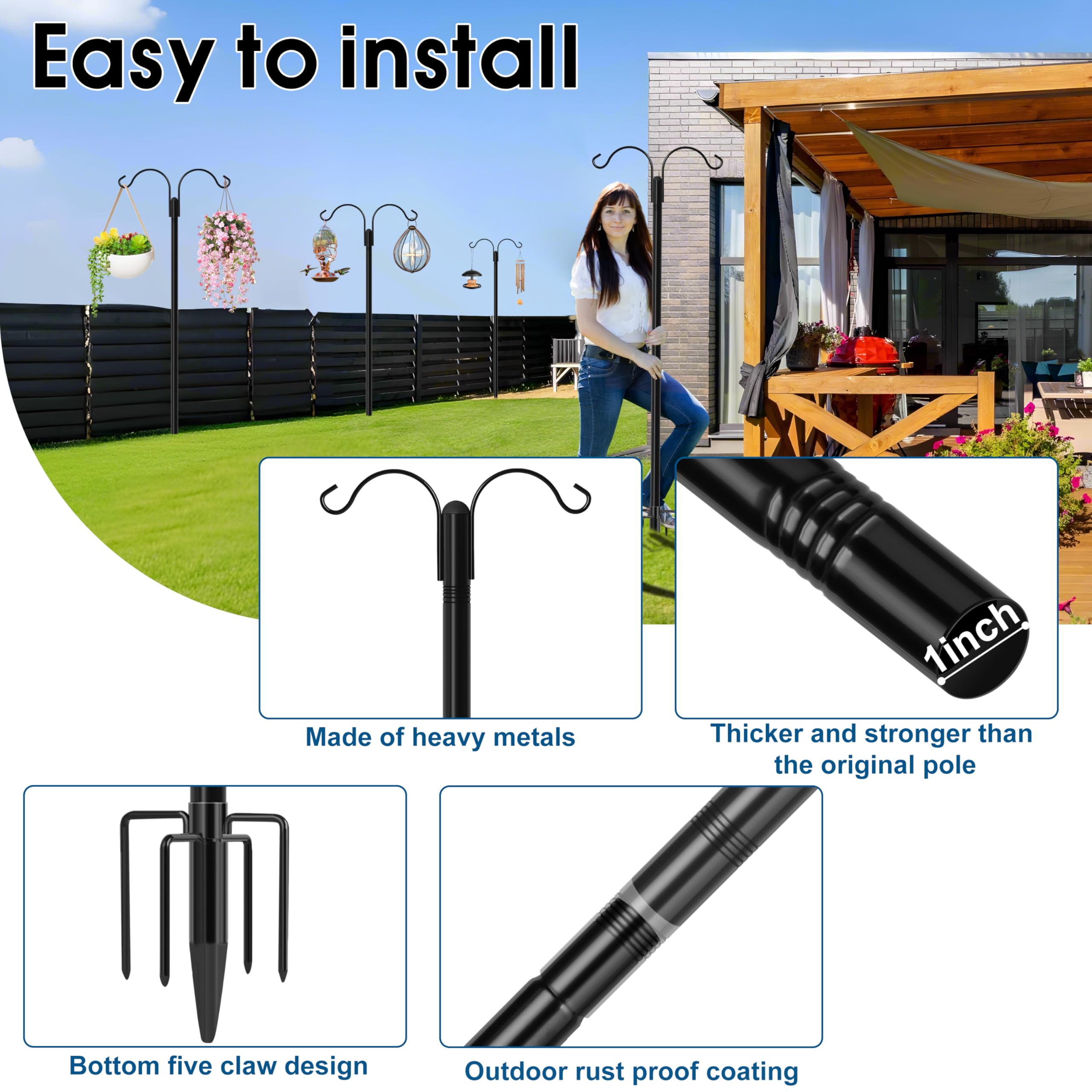Ottsuls five-prong base delivers solid stability in windy yards.