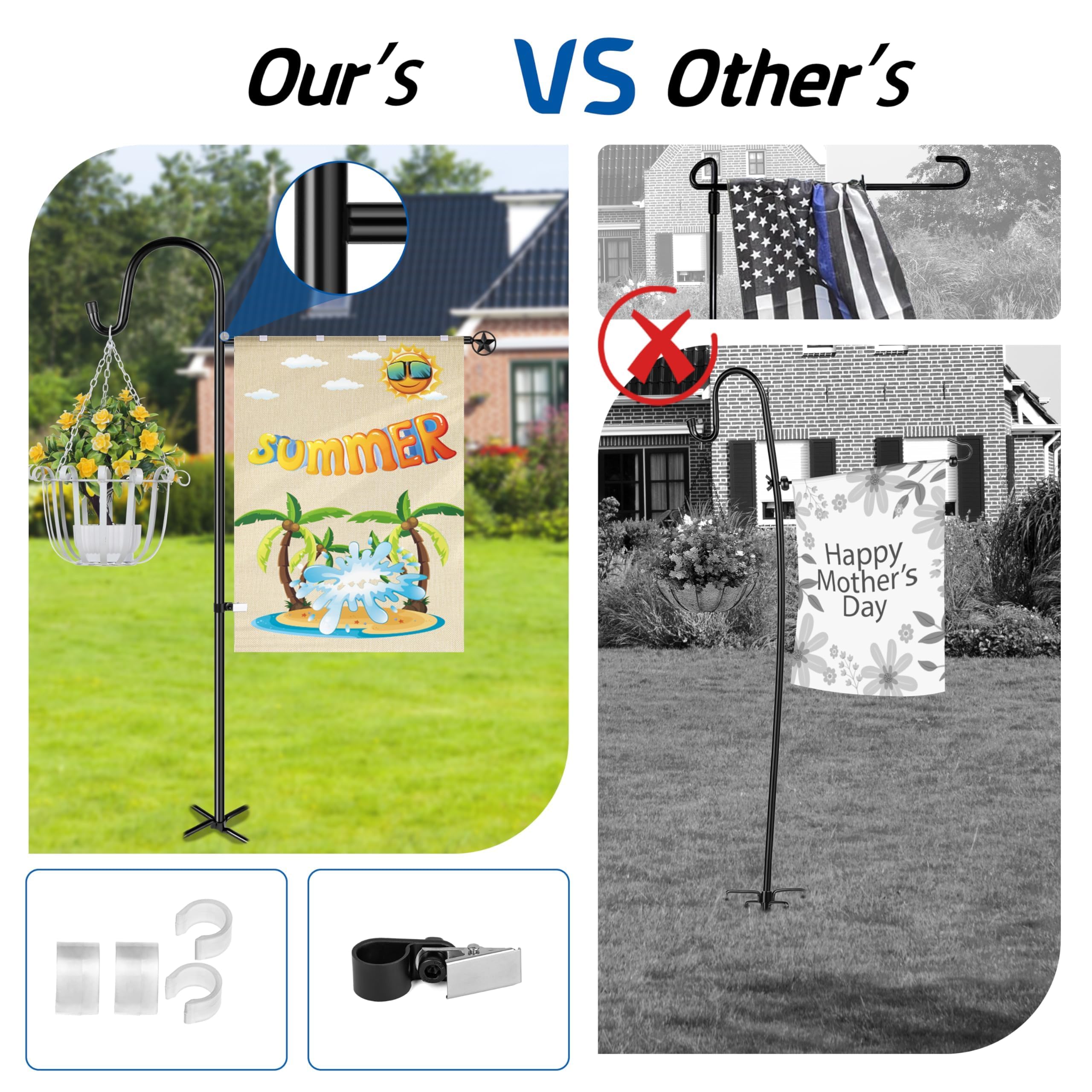Ottsuls flag holder wind clip shown securing flags in high winds.