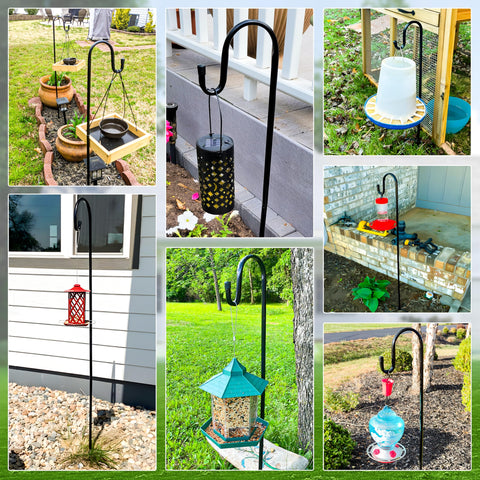 Ottsuls outdoor wedding decor hanger supports pots, jars, and string lights.