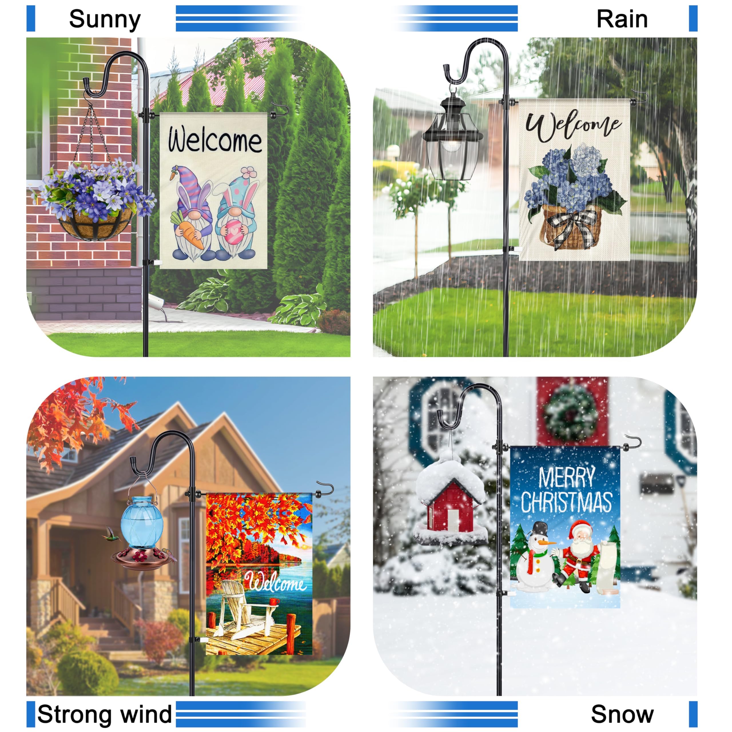 Ottsuls garden flag stand used as year round outdoor decoration