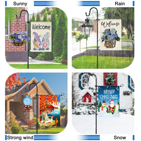 Ottsuls garden flag stand used as year round outdoor decoration